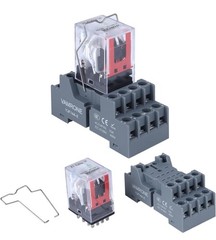 14-pin Electromagnetic Power Relay, With Plug Base, LED And Mechanical Indicator