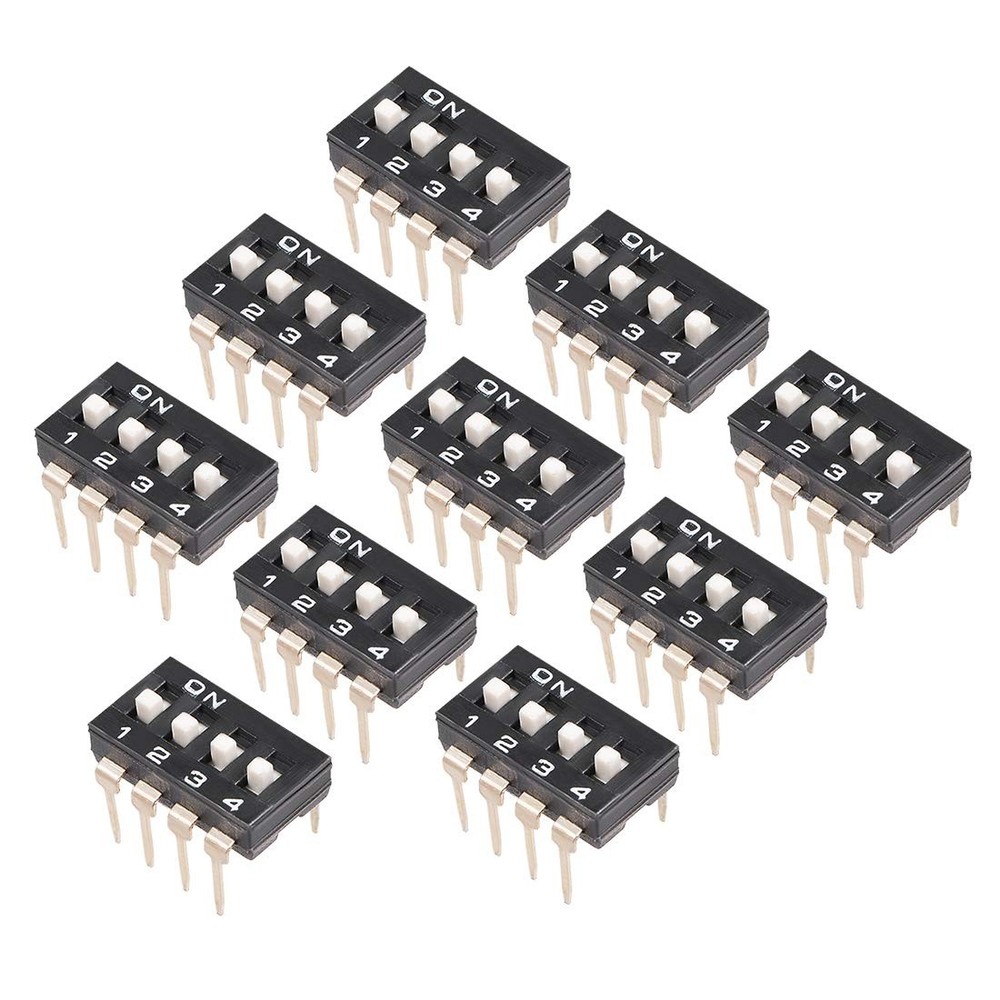 uxcell 10 Pcs Black DIP Switch 1 2 3 4 Positions 2.54mm Pitch for Circuit Bre…