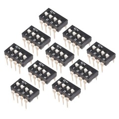 uxcell 10 Pcs Black DIP Switch 1 2 3 4 Positions 2.54mm Pitch for Circuit Bre…