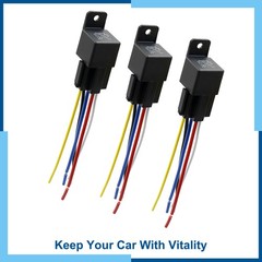 3pcs JD-2912 5 Pin DC 48V 40A Universal Car Fuse Relay Switch Power w/ Harness