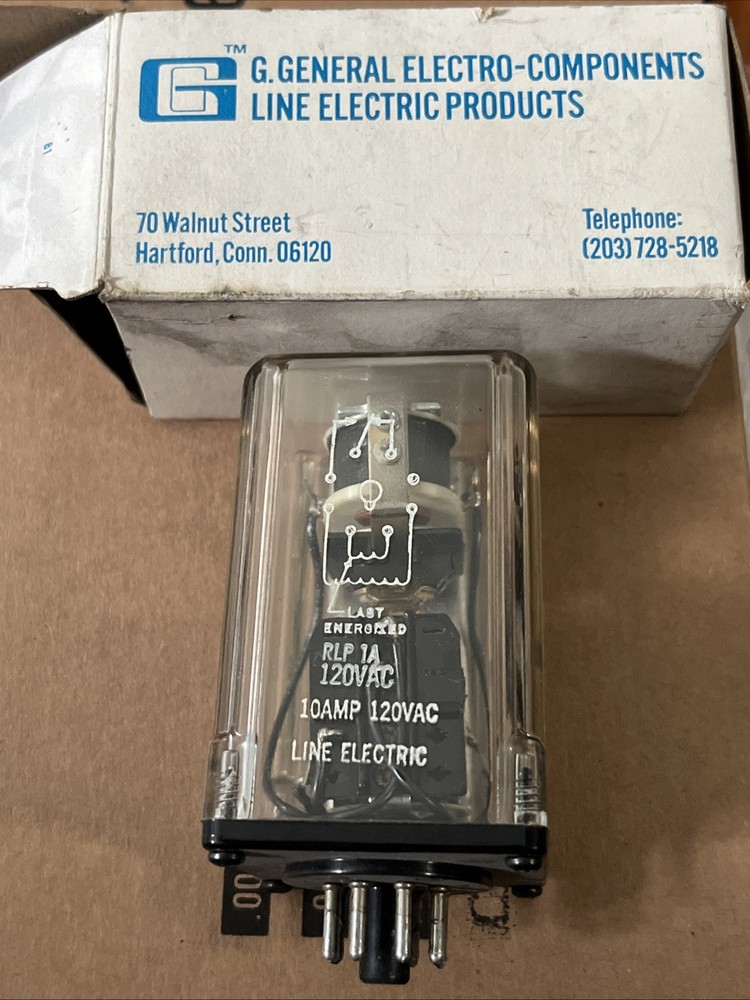 GENERAL ELECTRO-COMPONENTS LINE ELECTRIC RLP 1A 120VAC 10 AMP Latching Relay