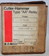 NOS EATON CUTLER-HAMMER 9575H2441-67 TYPE AA RELAY 220V/240V COIL 16A 600V AC