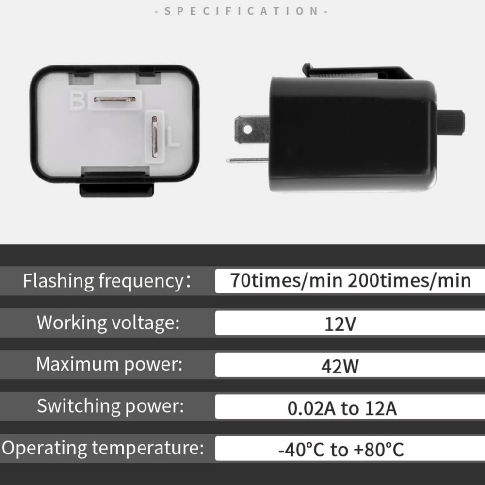 12V Speed Adjustable 2 Pin LED Electronic Flasher Relay for Motorcycle Turn S…