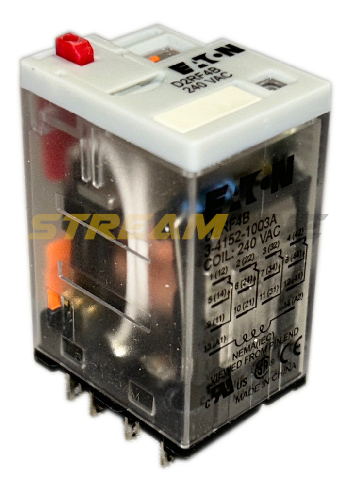 Eaton D2RF4B Ice Cube Relay, 6 Amp, 240 Vac Coil, 14-Blade Terminal, 4PDT