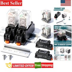 Electromagnetic Power Relay 24V AC Coil 8 Pin DPDT 5A for DIN Rail 2pcs