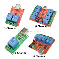 1/2/4/8Ch 5V 12V USB Relay Programmable Computer Control Relay For Smart Home