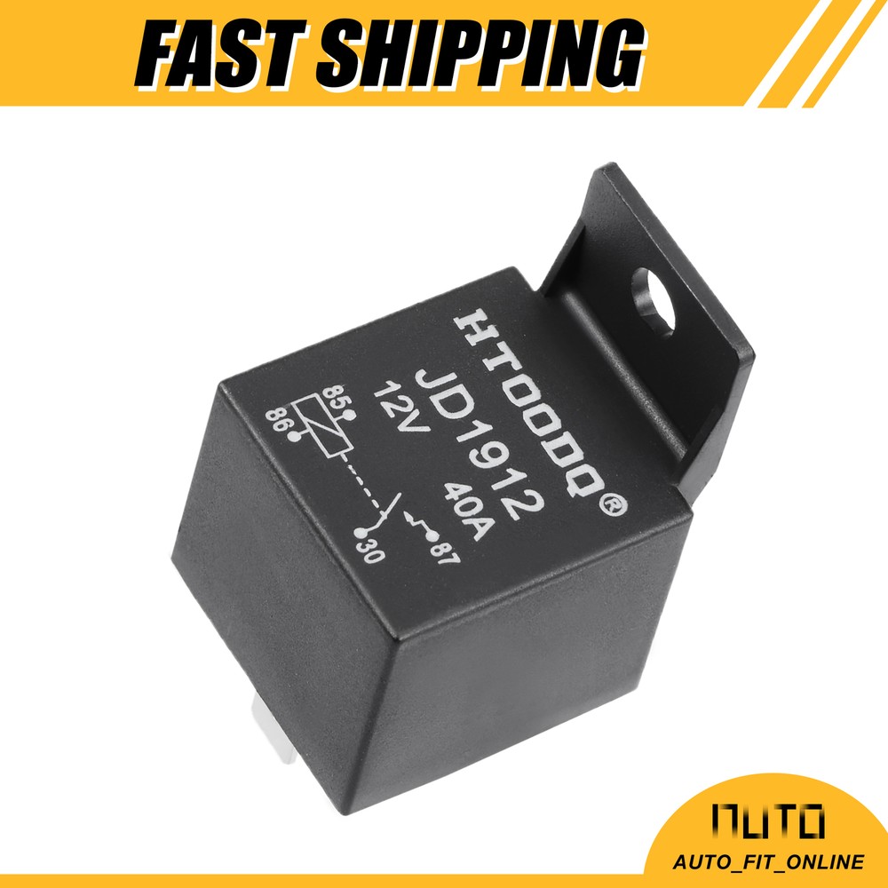 JD1912 DC12V Coil 40A 4Pin Automotive Electromagnetic Relay Single Black