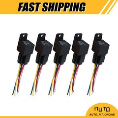 FIVE 24V SPDT Automotive Car Relay 5 Pin 5 Wires w Harness Socket Plug Universal