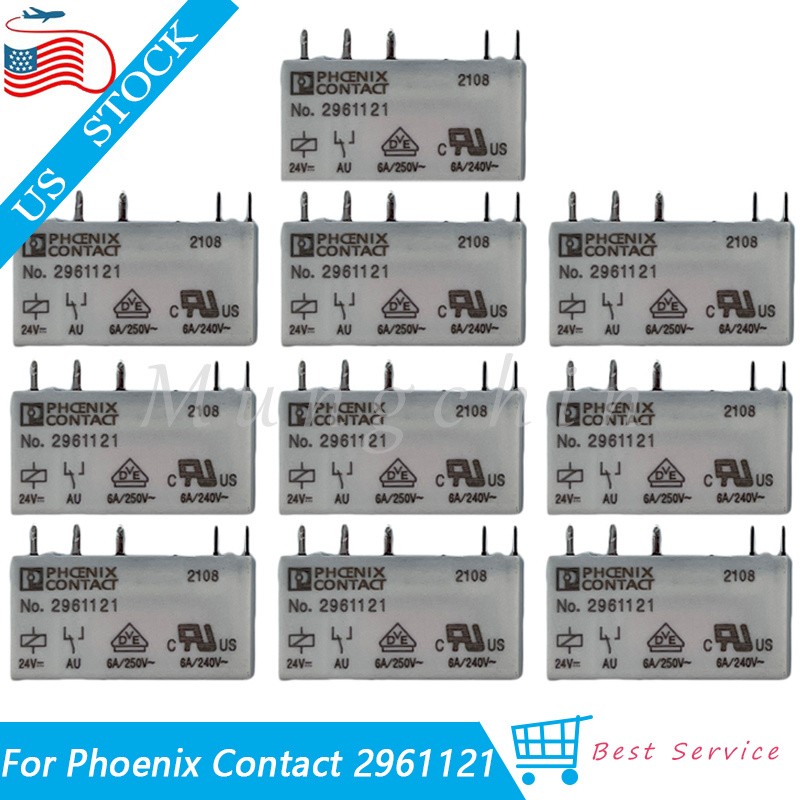 10PCS For Phoenix 2961121 Contact Single Miniature Power Relay 24VDC 250VAC
