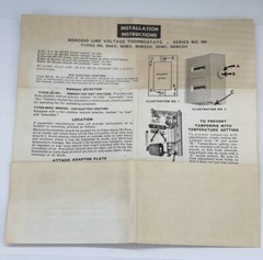 Mercoid Control Line Voltage Thermostat 860-2-56-80, Screws, Plate, Manual