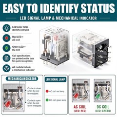 Electromagnetic Power Relay 24V AC Coil 8 Pin DPDT 5A for DIN Rail 2pcs