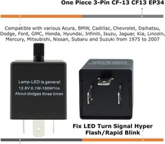 3-Pin CF-13 LED Electronic Flasher Relay – Speed Adjustable Turn Signal Upgrade