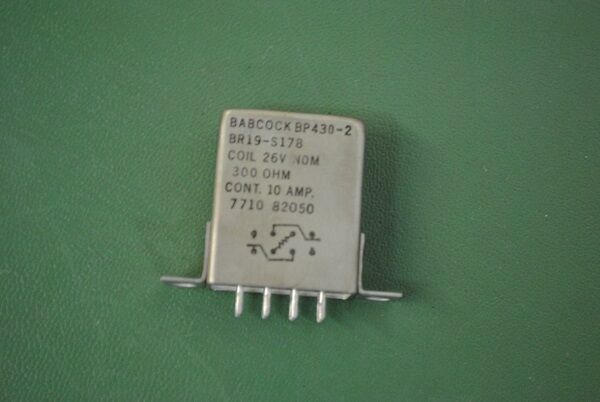 BABCOCK RELAY BR19-S178 COIL 26V 300 OHM 10 AMP 8 PIN HERMETIC
