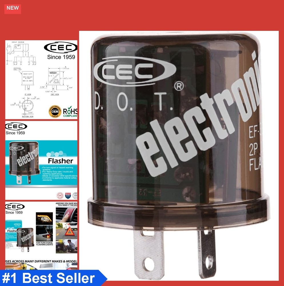 Electronic Flasher Relay 12V 2-Pin Heavy Duty 300W for Incandescent Bulbs Turn