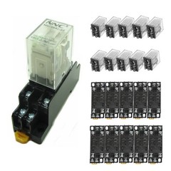 10 x AC220V Coil Power Relay 12A AC240V/DC28V 8 Pin + Din Rail Socket Wholesale