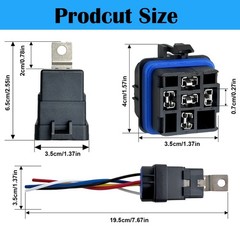2 Pack Waterproof Relay and Harness Kits 40/30 AMP 12V Relay Switch, 5 Pin SPDT