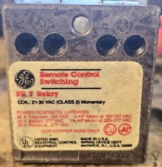 GENERAL ELECTRIC GE RR7 REMOTE CONTROL 21-30V-AC RELAY SWITCH