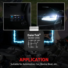 8 Pack 12V Relay with Built-In Diode & 12 AWG Harness Socket 30A/40A Heavy Duty