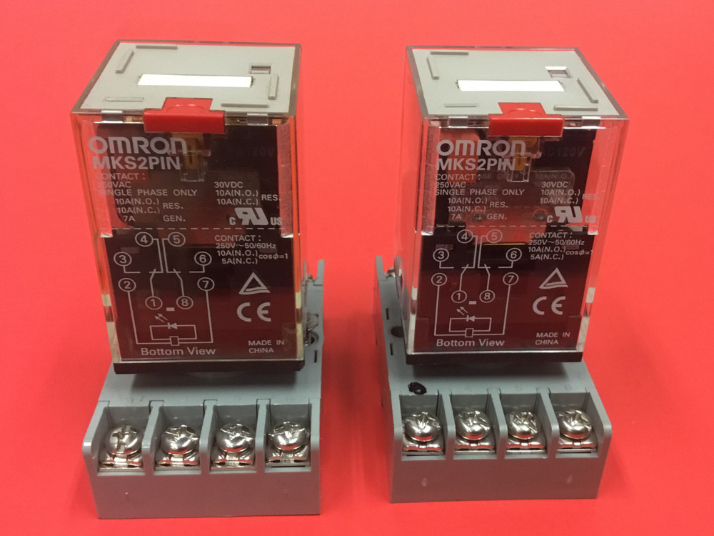 Omron – P/N: MKS2PIN – Relays W/ Base – LOT OF (2)