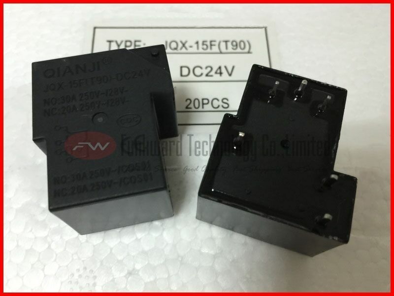 JQX-15F(T90)-DC24V Electromagnetic Relay 30A 24VDC 6 Pins x 5PCS NEW