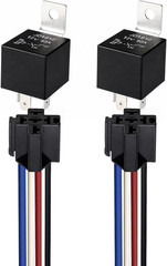 2Pcs 12V 40A 4 Pin SPST Car Relay Harness JD1912, 12AWG Harness Socket