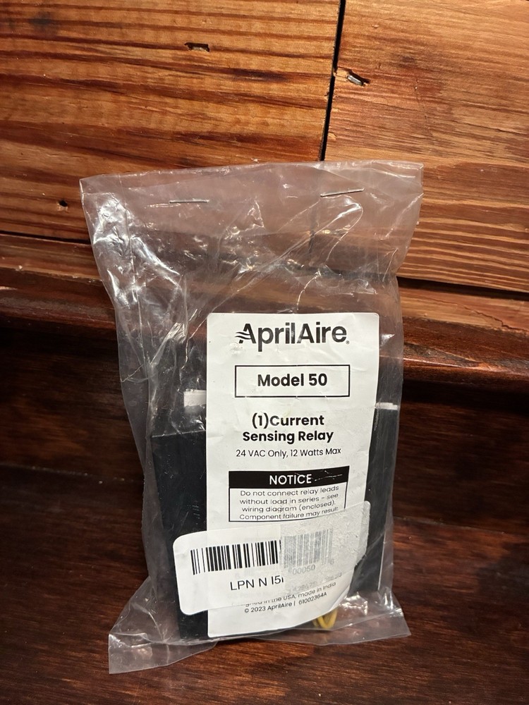 Aprilaire Model 50 Current Sensing Relay 24 VAC Wired 12 Watts Max