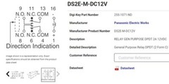 Relay DPDT, pcb mount, 12VDC non latching, 0.6A @ 125VAC, new