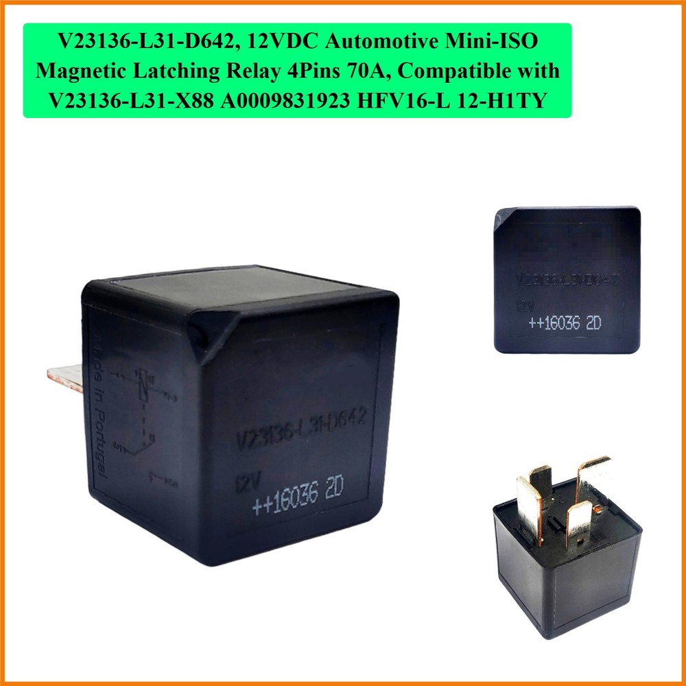 12VDC Automotive Mini- Magnetic Latching Relay 4Pins 70A, Compatible with -L3…