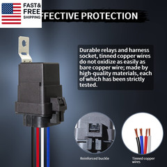 4-PIN 40/30 AMP 12 V DC Waterproof Relay Kit Harness Socket – Heavy Duty 12 AWG