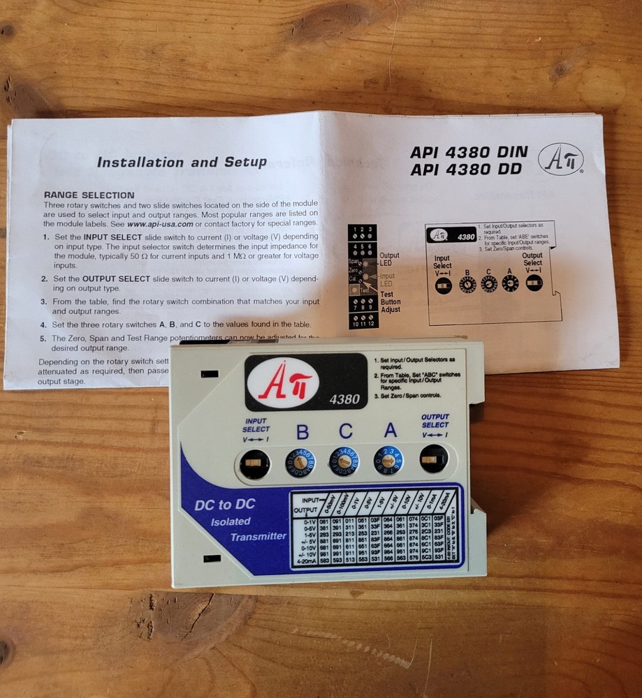 Absolute Process Instruments API 4380 DD DC/DC Isolated Signal Conditioner