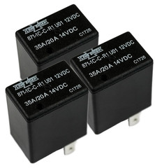 12VDC SPDT Micro 280 Relay 20/35A 1 Form C Quick Connect 3 Pack
