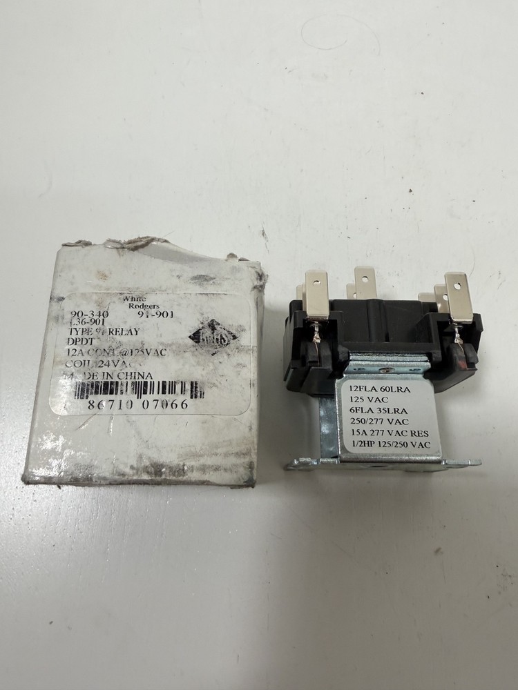 White Rodgers 90-340 Relay, 91-901, L36-901, Type 91 Relay New Old Stock