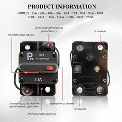 / 12V- 48VDC,Surface-Mount & Waterproof Circuit Breakers with Manual Reset fo…