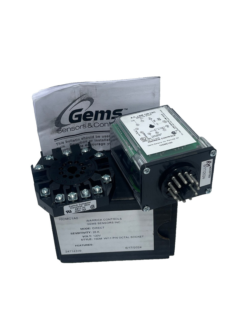 Warrick Gems 16DMC1A0 Level Control Relay DPDT 26K Sensitivity 120V 11-Pin – New
