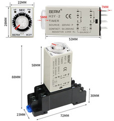 H3Y-2/-4 AC220V DC24V DC12V Power On Timer Time Delay Relay Socket Base 1s~60Min
