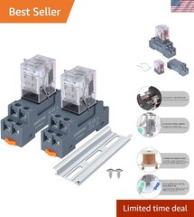 Electromagnetic Relay Set, 10A 12V DC, DPDT with Indicator & Socket Base – 2PCS