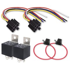 Automotive 5-Pin SPDT Relay 12V 40A 2 Pack with Interlocking Sockets Fuse Hol…