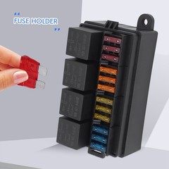12 Way Blade Fuse Holder Box with Flat Plug and Fuse 4PCS 4Pin 4054-