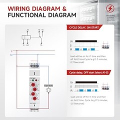 Asymmetric Cycle Timer 1SPDT Relay 16A AC/DC 12V-240V DIN Rail Mount LED