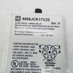 SQUARE D 9050JCK17V20 SER. H 110/120V 10A 0.3-30MIN NSMP