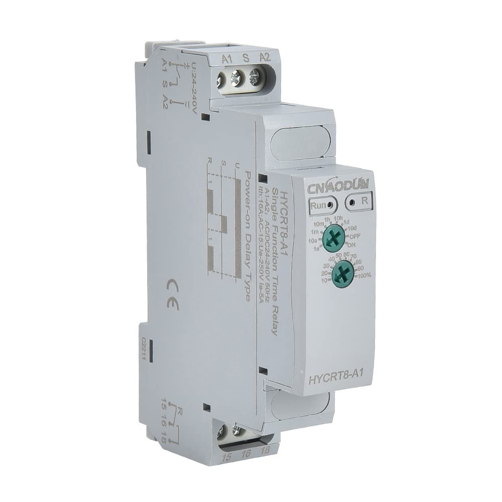 Delay ON HYCRT8A1 0.1sec10day AC/DC 24V240V Power Relay DIN Rail Mount