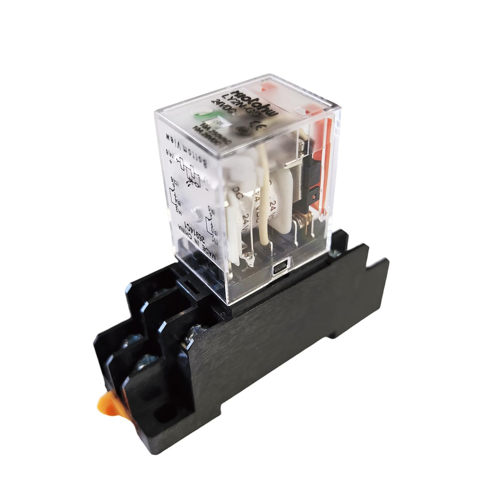 Electromagnetic Power Relay, 8-Pin 10 AMP 24V DC Relay Coil with Socket Base