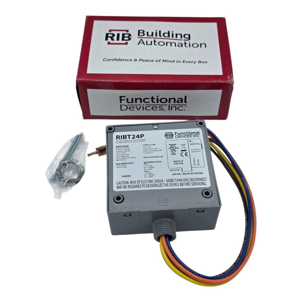Functional Devices Smoke Control System Enclosed 20 AMP Pilot Relay RIBT24P DPDT