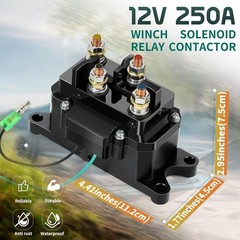 12V 250A Winch Solenoid Relay Contactor with 6 Protecting Caps for ATV UTV 20…