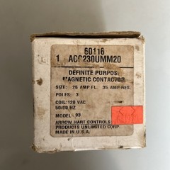 NEW- Arrow Hart ACC230UMM20 Contactor 3P x 25A x 120VAC Coil