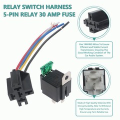 Aftermarket 12V Audio Relay Switch Pigtail 144AWG Wire-5-Pin Relay 30 Amp Fuse