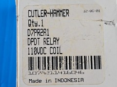 NEW Eaton Cutler Hammer D7PR2A1 DPDT Relay, 110VDC Coil