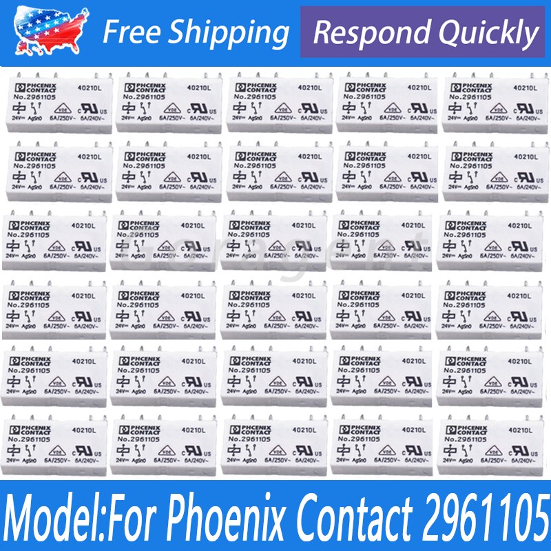 (Pack of 30)24VDC 6A 250VAC 5-Pin For No.2961105 Phoenix Contact Power Relay