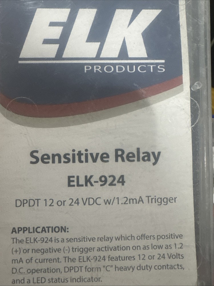 ELK-924 Sensitive Relay Module DPDT 12 / 24 VDC w/ 1.2 mA Trigger Current – New