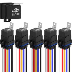 5Pin Waterproof Relay Kit 40/30 AMP 12V Relay Switch with Heavy Duty 12&16 AW…